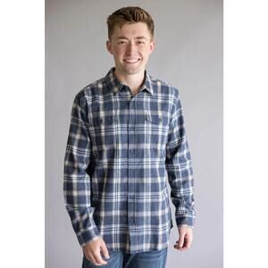 Patagonia Fjord Flannel Button-Up Shirt Men's Large Navy Cream